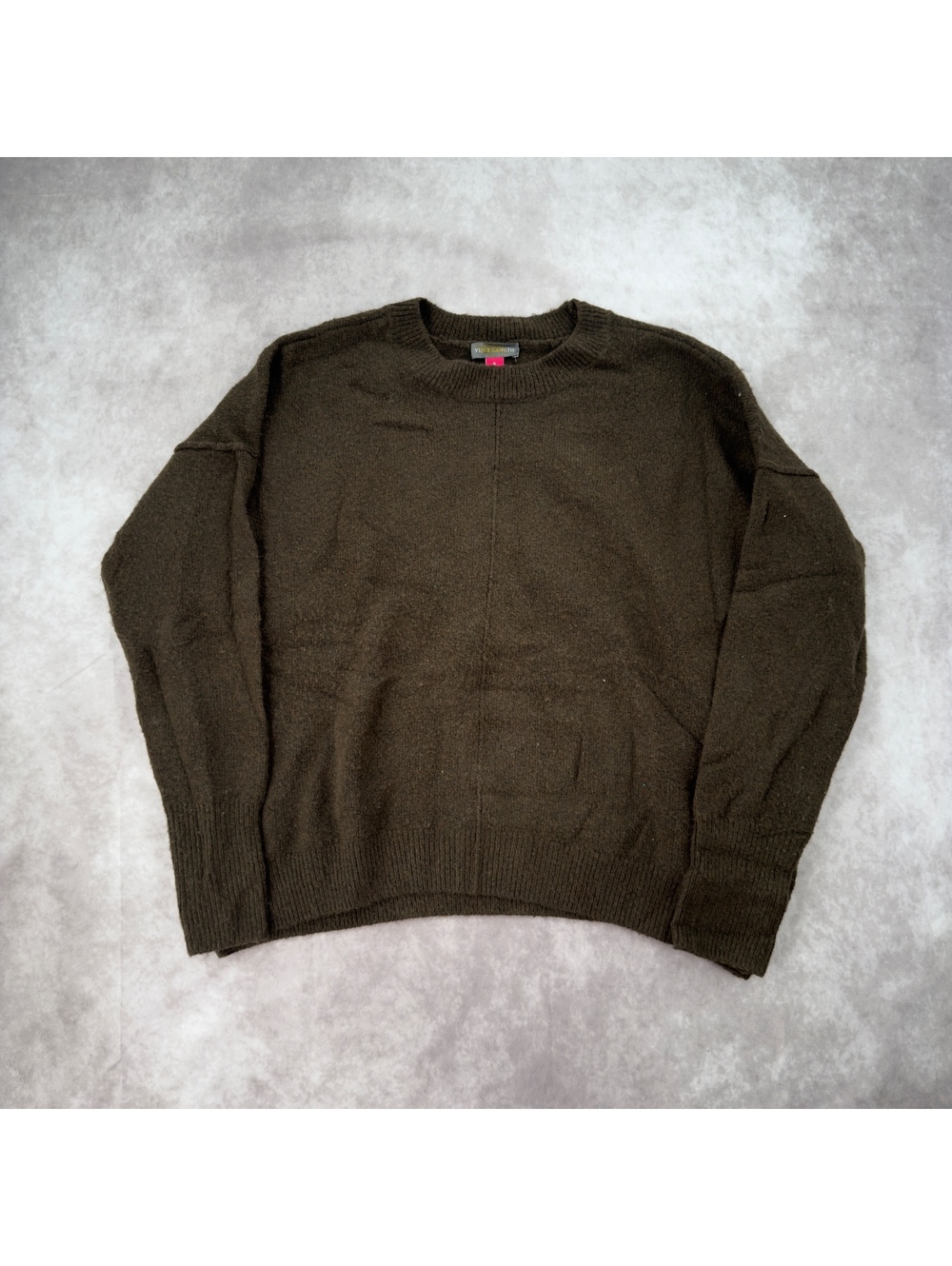 Vintage Vince Camuto brown knit crewneck sweater exposed seam size small slouchy